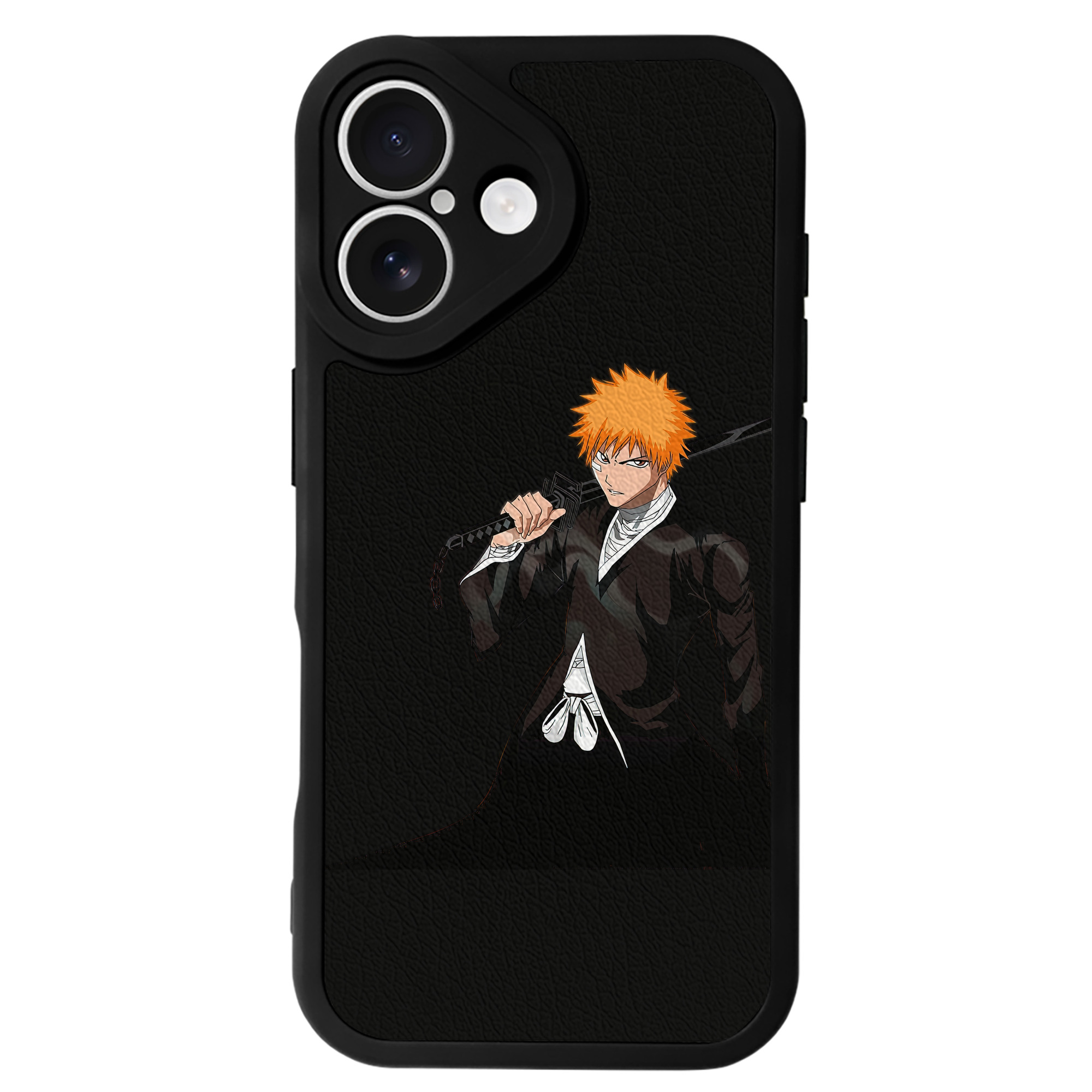 ブリーチ 黒崎一護（くろさき いちご）BLEACH Kurosaki Ichigo 【iPhone 16シリーズ対応】シリコンスマホケース（レザー調） 材質：シリコン